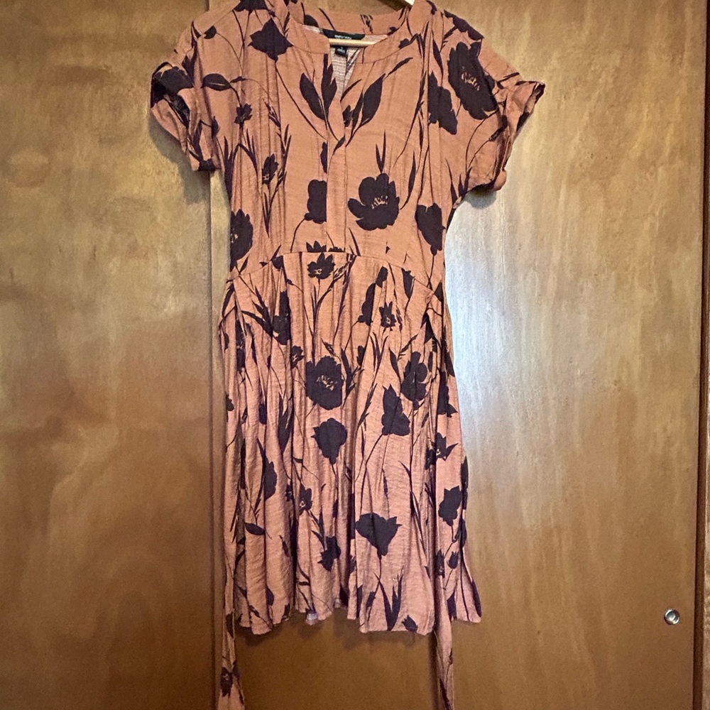 Simply Vera Vera Wang Rust Floral Short-Sleeve Mini Dress